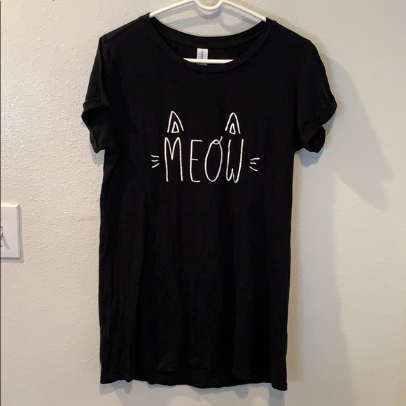 Cat Meow Nightshirt Pajama Long Tshirt 